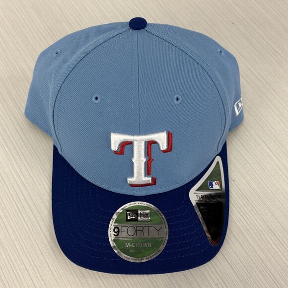 New Era 9FORTY MLB Texas Rangers Mens M-Crown Snapback Hat Cap Blue NEW - Picture 2 of 6